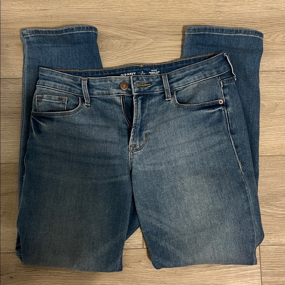 Old Navy mid rise power slim straight denim jeans